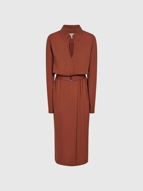 Reiss Emilie Belted Midi Shirt Dress 4P